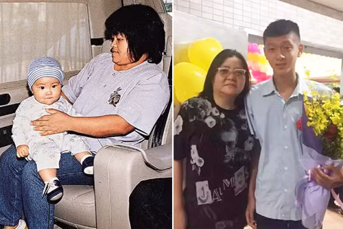 Con trai Trần Bảo Liên và mẹ nuôi.