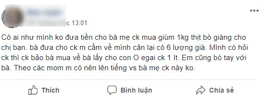 Nàng dâu phát hiện mẹ chồng bớt xén 4 lạng thịt để cho con gái.