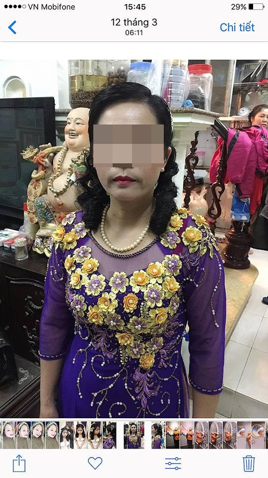 Cô M. được makeup trông rất sang trọng trong ngày cưới con trai.