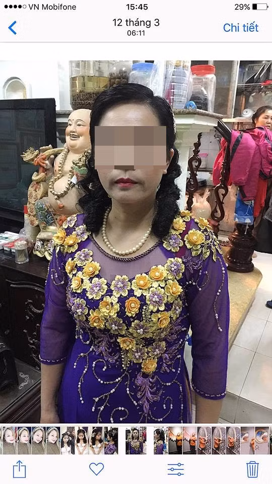 Cô M. được makeup trông rất sang trọng trong ngày cưới con trai.