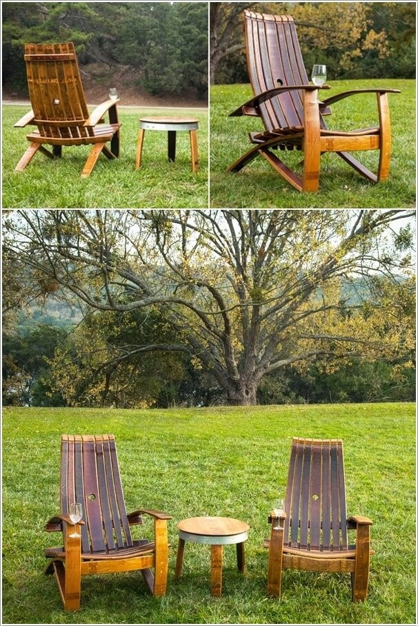 Một chiếc ghế được đóng từ những thanh gỗ của thùng rượu cũ. Chiếc ghế vẫn đủ sức “quyến rũ” bất kỳ ai khi thực sự yêu thiên nhiên và mong muốn được ngồi ngắm nhìn mây trời mùa xuân mỗi khi chiều buông.