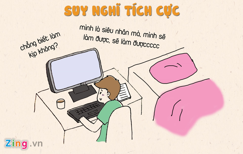 Mỗi người đều có những gánh nặng tâm lý của riêng mình. Áp lực từ công việc, học hành từ ngày này qua ngày khác, deadline dồn dập khiến bạn chỉ muốn bỏ cuộc. Những lúc như thế, hãy hướng suy nghĩ của mình đến những thứ tích cực để biến khó khăn thành động lực bứt phá. Thay vì nghĩ đến chuyện bỏ cuộc vì quá khó, bạn hãy nghĩ đến phần thưởng khi xong việc để lấy tinh thần.