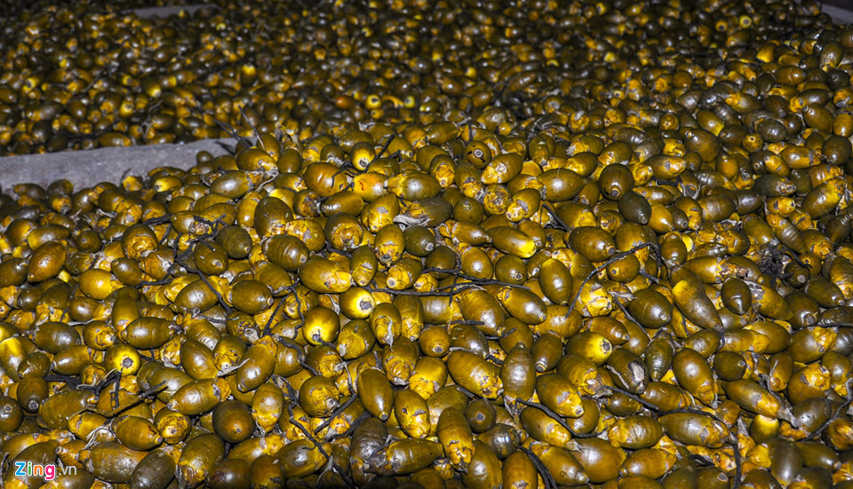 Cau trái sau khi được đưa vào lò hấp chín.