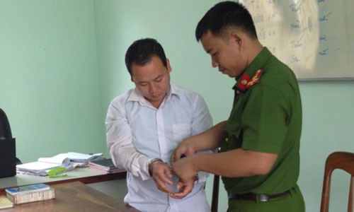 Triệu Văn Tiên khi bị công an bắt giữ.