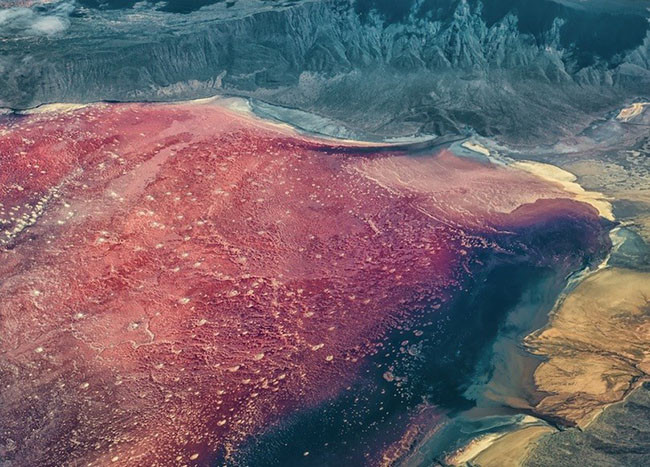 4. Hồ Natron Có 3 lý do khiến Hồ Natron của Tanzania thực sự độc đáo. Thứ nhất, nó là vùng sinh sản duy nhất ở Đông Phi với hơn 2 triệu chú chim cánh cụt nhỏ hơn. Thứ hai, hồ này cũng nổi tiếng với màu cam đỏ và màu cam vàng, được tạo ra bởi các sinh vật nhỏ sống ở nhiệt độ cao 80 độ C, có độ kiềm cao. Cuối cùng là do các động vật bị chết trong nước và được bọc trong 1 lớp muối rồi hóa đá.