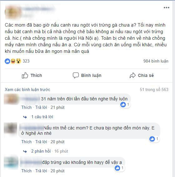 Nang dau nau mon canh rau ngot trung ga bi ca nha chong che