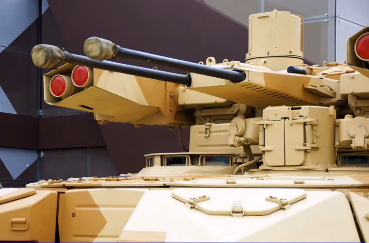 Cặp pháo tự động 30mm 2A42 mang 850 viên đạn mỗi khẩu, tầm bắn hiệu quả 2,5km. Pháo có thể bắn các loại đạn xuyên giáp APDS, đạn nổ vạch đường HE-T) và đạn nổ phá mảnh HE-FRAG. Khẩu pháo này có thể tiêu diệt bộ binh cũng như các loại xe thiết giáp. Nguồn ảnh: Bastion-Kapenko