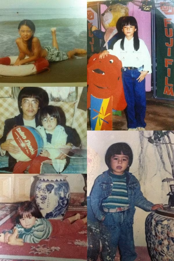 Trong khi bà xã Tú Vi thủa nhỏ để tóc ngắn thì Văn Anh lại đầy nữ tính với mái tóc dài. 