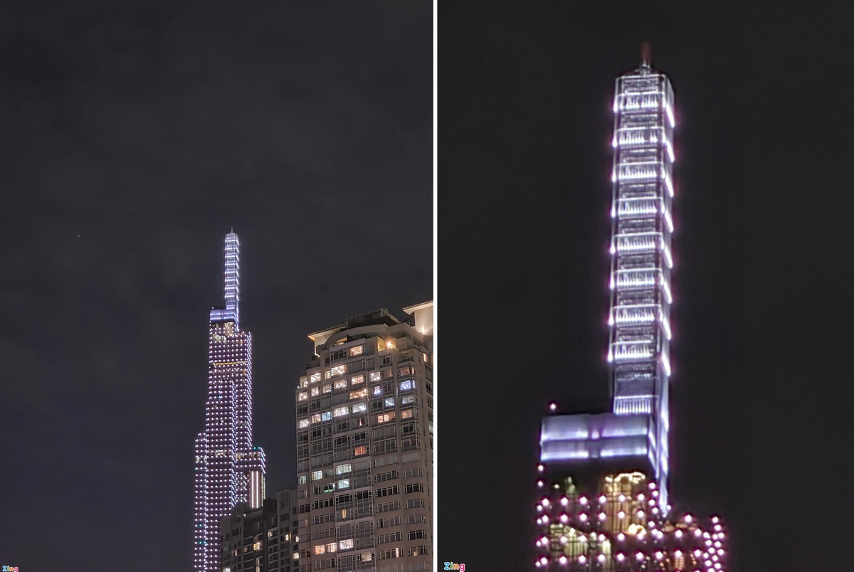 Ở chế độ chụp ảnh đêm, khả năng zoom của Galaxy S21+ 5G cũng cho thấy sức mạnh của cụm camera mà Samsung cải tiến cho dòng flagship năm nay. Ảnh ban đêm được chụp bởi camera tele với chế độ zoom 3x và 30x cho hình ảnh và màu sắc rõ ràng ở điều kiện ánh sáng không đủ.