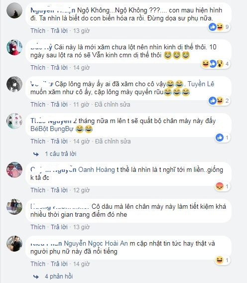 Được biết, chủ nhân của bộ lông mày 'cực chất' này có tên D.N.N. Bài đăng của chị nhanh chóng nhận được sự quan tâm của cộng đồng mạng với hàng chục nghìn lượt bình luận và chia sẻ. Hiện người phụ nữ này đã thực sự nổi tiếng, các bức hình của chị vẫn tiếp tục được chia sẻ rần rần trên mạng xã hội.