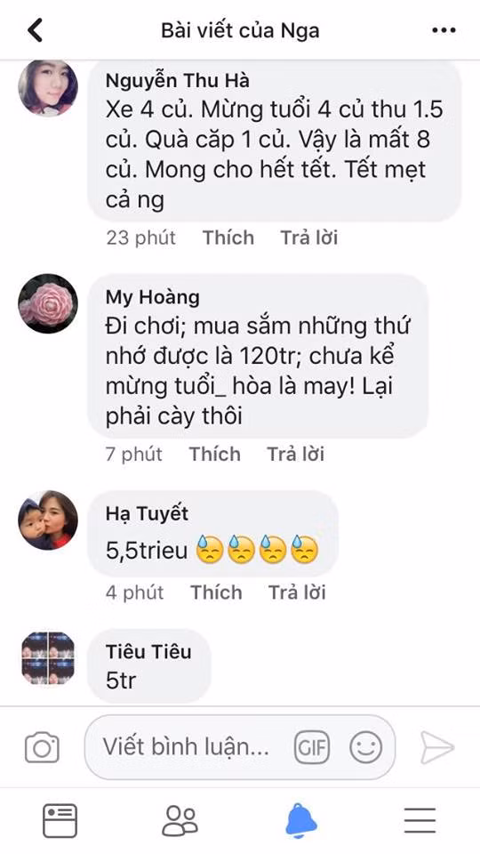 Sau Tết các mẹ lên diễn đàn than trời vì cháy túi. Ảnh: Chụp màn hình