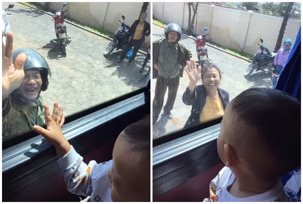 Ông bà quyến luyến không muốn rời xa cháu ngoại. Ảnh: NVCC.