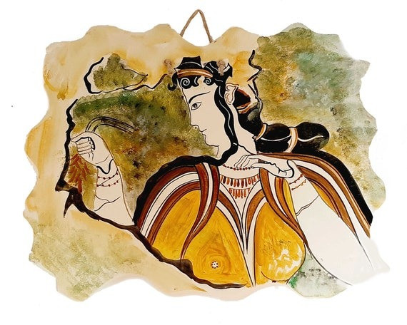 Kết quả phân tích bộ xương của mỹ nhân Mycenae cho thấy khi còn sống, bà mắc chứng bệnh viêm khớp ở cột sống và bàn tay. Nhóm nghiên cứu tin rằng điều này có thể là do bà dệt vải quá nhiều. Công việc này không chỉ dành cho phụ nữ bình thường mà cả những người có địa vị cao trong xã hội khi đó. Ảnh: etsy.com.