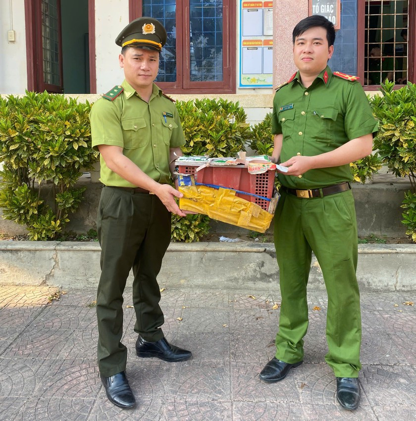 Anh Q. phát hiện cá thể cu li nhỏ nặng khoảng 300g trên đường. Sau đó, anh đã giao nộp cá thể động vật hoang dã quý hiếm này cho Công an xã Phù Cảnh. Ảnh: Pháp luật Việt Nam.