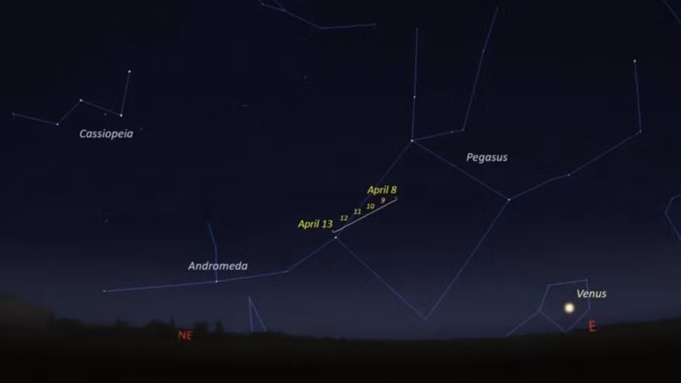 Nhiều nhà thiên văn học cũng xác nhận sự tồn tại của SWAN25F nhưng sao chổi này vẫn chưa được Trung tâm Tiểu hành tinh của NASA chính thức công nhận. Ảnh: EarthSky.com via Eddie Irizarry/ Stellarium.