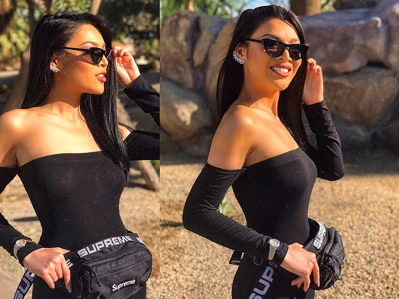 Trân Đài khoe vóc dáng săn chắc, gợi cảm.