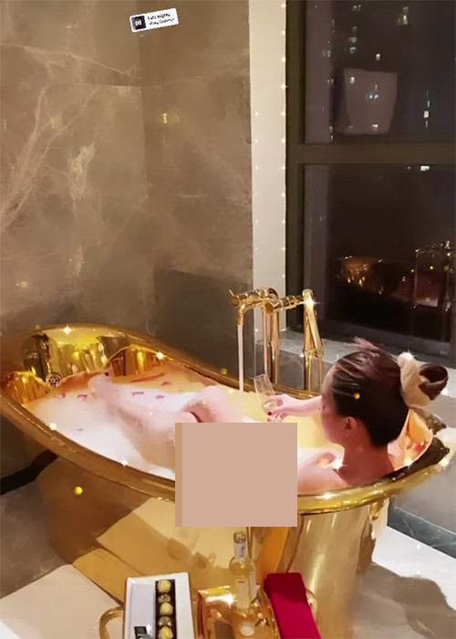 Việc chân dài gốc Trà Vinh thuê khách sạn có bồn tắm mạ vàng khiến cư dân mạng trầm trồ về mức độ chịu chi. Ảnh: Ngôi sao