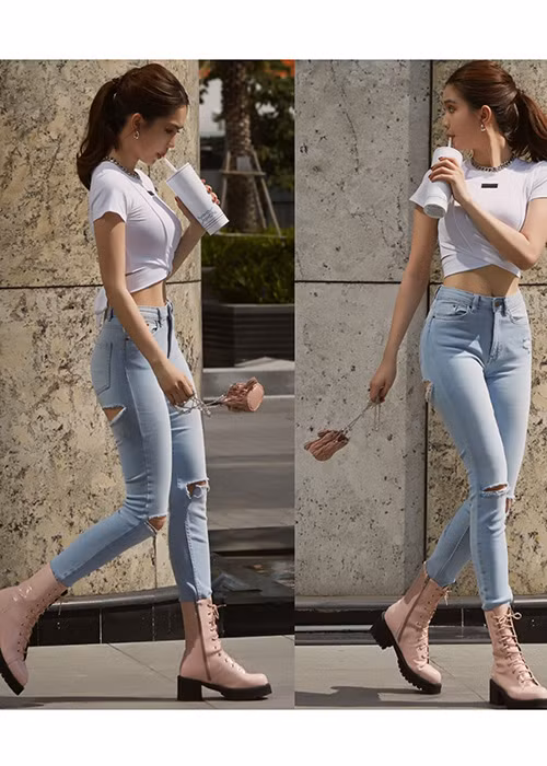 Khó rời mắt trước hình ảnh Ngọc Trinh xuống phố dù cô mặc kín đáo.