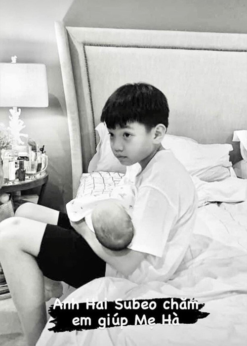 Ngoài Suchin, Subeo còn chăm hai em song sinh: bé Lisa và Leon.