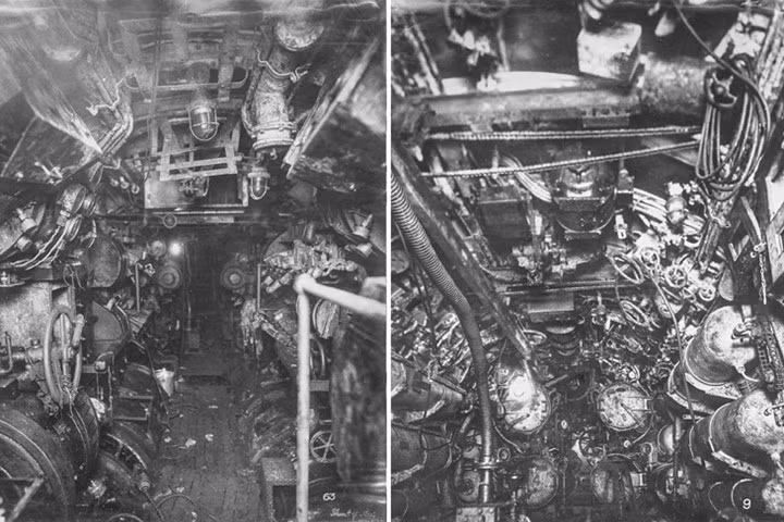 Phòng kiểm soát điện (trái) và phóng ngư lôi phía trước (phải). Ảnh: RHP.