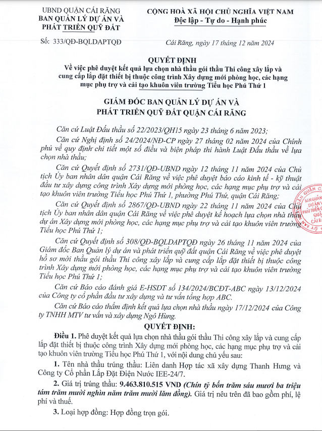 Cần Thơ: Một ngày Điện nước IEE trúng 2 gói thầu tại Cái Răng Can Tho: Mot ngay Dien nuoc IEE trung 2 goi thau tai Cai Rang