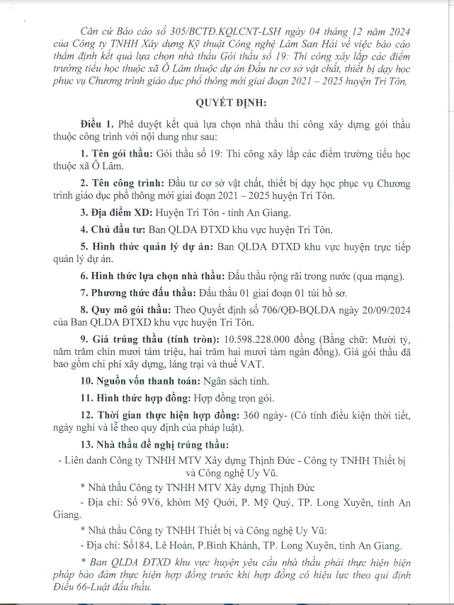 An Giang: Cty Xây dựng Thịnh Đức, 1 năm trúng 7 gói thầu tại Tri Tôn - Hình 2 An Giang: Cty Xay dung Thinh Duc, 1 nam trung 7 goi thau tai Tri Ton-Hinh-2