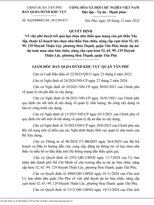 TP HCM: Giao thông Bình An trúng gói nâng cấp 4 cụm hẻm phường Hòa Thạnh TP HCM: Giao thong Binh An trung goi nang cap 4 cum hem phuong Hoa Thanh