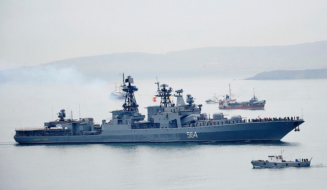 Con tàu chống ngầm cỡ lớn Đô Đốc Tributs này đã gia nhập Hạm đội Thái Bình Dương của Liên Xô từ năm 1986, và tới nay vẫn đang tiếp tục phục vụ Hải quân Nga. Nguồn ảnh: Pinterest.