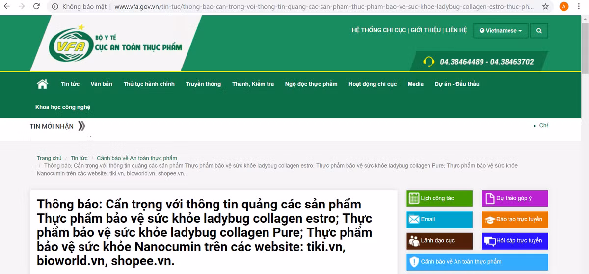 Ly do 2 san pham bo sung collagen cua Bioscope Viet Nam bi canh bao?