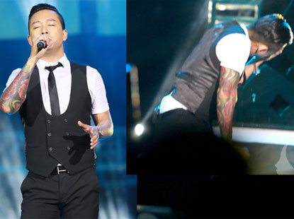 Tuấn Hưng nhiều lần gặp nạn trên sân khấu.