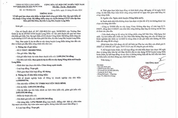 BRVT: Cty Nguyen Thai Binh 