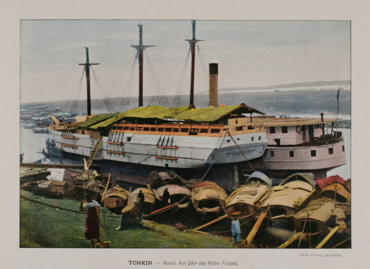 Những con thuyền trên sông Hồng ở Hà Nội xưa.