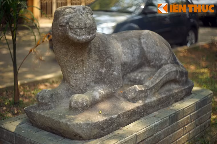 Tượng hổ có kích thước gần như thật (dài 1m43) được tạo hình với dáng điệu nằm xoài trên bệ. Thân hình hổ khá thon, bộ ức nở nang, bắp vế căng tròn.