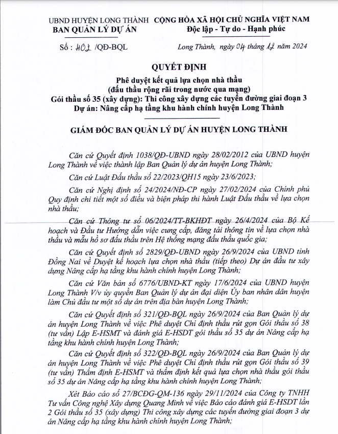 Dong Nai: Lien danh 3 nha thau trung goi thi cong nang cap ha tang hon 41 ty