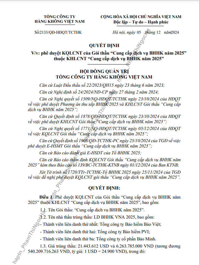 Năng lực nhà thầu trúng gói bảo hiểm hàng không hơn 500 tỷ Nang luc nha thau trung goi bao hiem hang khong hon 500 ty