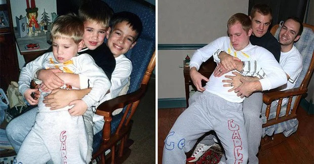 Sau khi tái hiện bộ ảnh thời thơ ấu, người anh cả Matt MacMillan đã đăng tải lên mạng và nhận được vô số sự quan tâm.