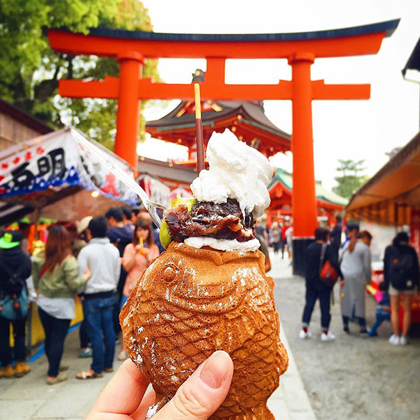 Kem hình cá Taiyaki của Nhật Bản.