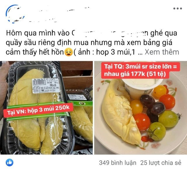 Giá 1 múi sầu riêng hơn 200.000 đồng, người mua giật mình Gia 1 mui sau rieng hon 200.000 dong, nguoi mua giat minh
