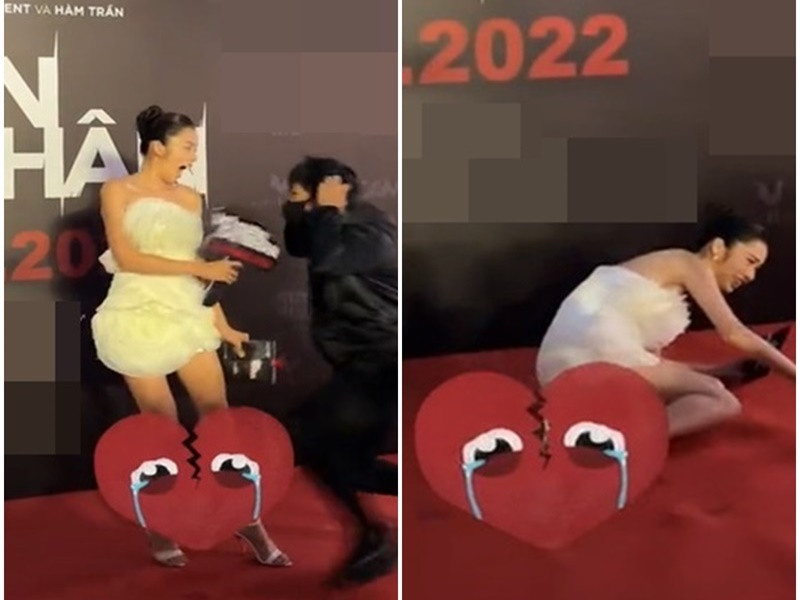 Bộ phim " Vô diện sát nhân" vừa có buổi ra mắt gây ồn ào khi nhân viên của ê-kíp đóng nhân vật vô diện trong phim để hù dọa các khách mời, trong đó Lệ Nam bị ngã sõng soài trên thảm đỏ vì quá bất ngờ. Theo Zing, sau sự việc, ê-kíp phim gửi lời xin lỗi tới Lệ Nam và cho biết sẽ rút kinh nghiệm. Ảnh: Vietnamnet, Yeah1