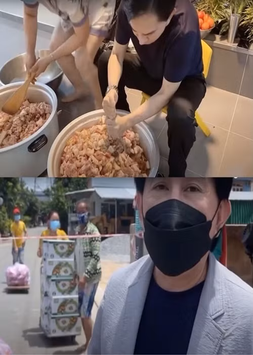 Mùa dịch, nghệ sĩ Kim Tử Long từng đảm nhận vai trò shipper giao cơm miễn phí người dân nghèo. Ảnh: Đời sống pháp luật