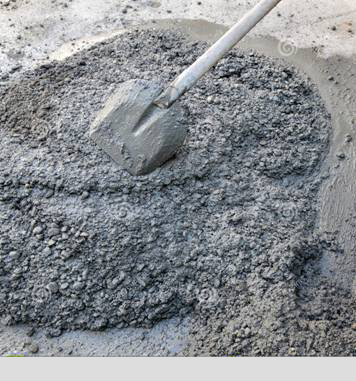 Trong bê tông, chất kết dính (xi măng + nước, nhựa đường, phụ gia...) làm vai trò liên kết các cốt liệu thô (đá, sỏi,...đôi khi sử dụng vật liệu tổng hợp trong bê tông nhẹ) và cốt liệu mịn (thường là cát, đá mạt, đá xay,...) và khi đóng rắn, làm cho tất cả thành một khối cứng như đá.