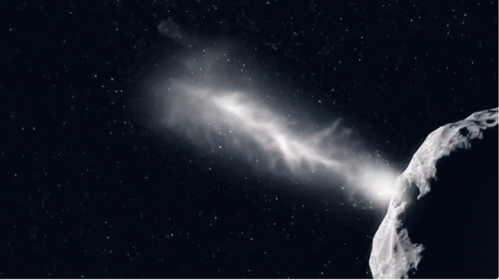 Những quan sát tiếp theo cho thấy bụi bị gió mặt trời cuốn xa khỏi tiểu hành tinh, tạo ra vệt đuôi tương tự như đuôi sao chổi.