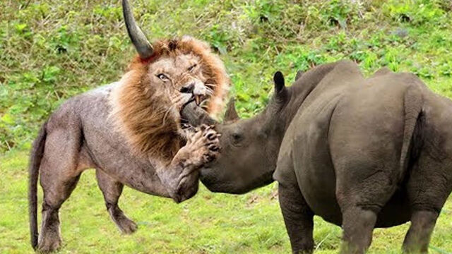  2. Tê giác: Trọng lượng của tê giác có thể nặng tới 2 tấn, một con tê giác trưởng thành có thể đạt tốc độ 35 dặm một giờ và chúng sở hữu chiếc sừng có khả năng húc thủng bụng một con sư tử trưởng thành.