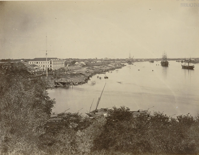 Một phần cảng Sài Gòn trong những năm đầu người Pháp có mặt tại thành phố. 