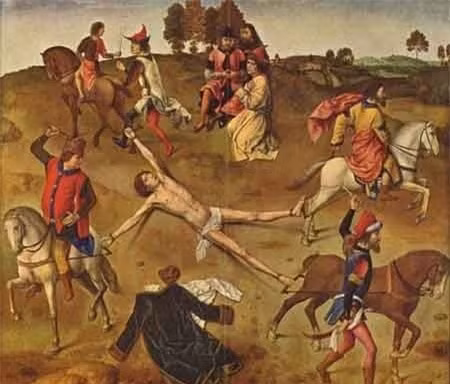  4. Treo cổ, kéo và tứ mã phanh thây: Trong suốt thời trung cổ, những hình phạt đối với tội phản quốc ở nước Anh luôn đa dạng, từ treo cổ, kéo giãn hay phanh thây ở nơi công cộng đểu rất nổi tiếng. Tuy nhiên chúng đã bị bãi bỏ từ năm 1814 sau khi gây ra hàng loạt cái chết tức tưởi và rùng rợn cho vô số người.