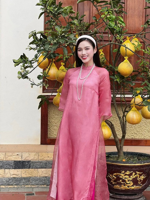 Hoa hậu Việt Nam 2020 mặc áo dài khoe vẻ dịu dàng trong căn nhà ở Thanh Hóa. Ảnh: FB Đỗ Thị Hà.