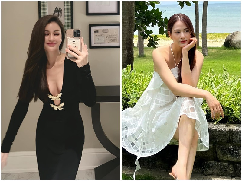 Nhiều khán giả nhận xét ở đời thường, Lương Thu Trang ăn mặc táo bạo hơn Việt Hoa. Ảnh: FB Lương Thu Trang, Việt Hoa.