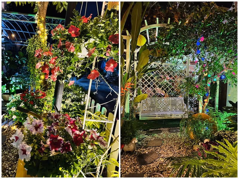 Vy Oanh luôn chăm chút cho khu vườn đẹp thơ mộng trong biệt thự.