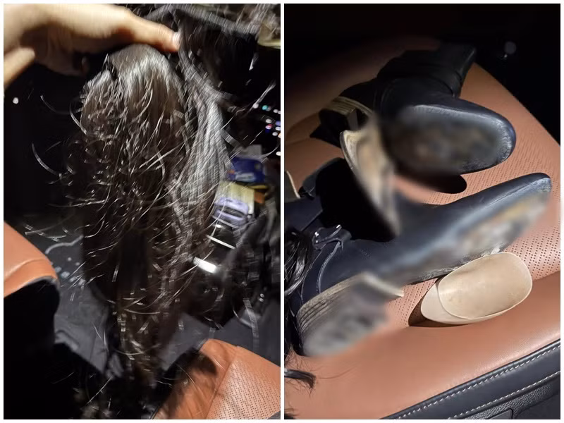 Sau hôn lễ, trên trang cá nhân, Minh Tú chia sẻ hình ảnh tóc giả rơi, giày hỏng. Ảnh: FB Minh Tú. 