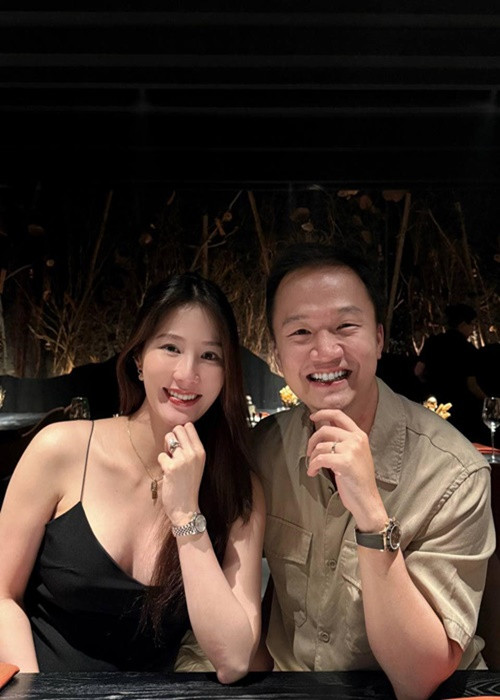 Để kỷ niệm 1 năm ngày cưới, nữ diễn viên Diễm My 9x và doanh nhân Vinh Nguyễn đã đi ăn uống. Ảnh: FB Diễm My.